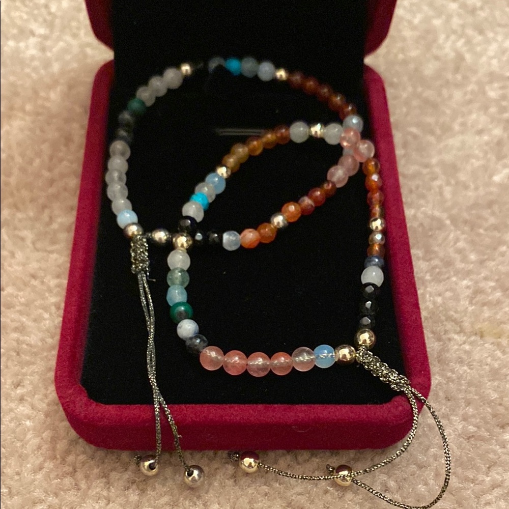 Gold and Silver Beaded Bracelet with Multi-Colored Design